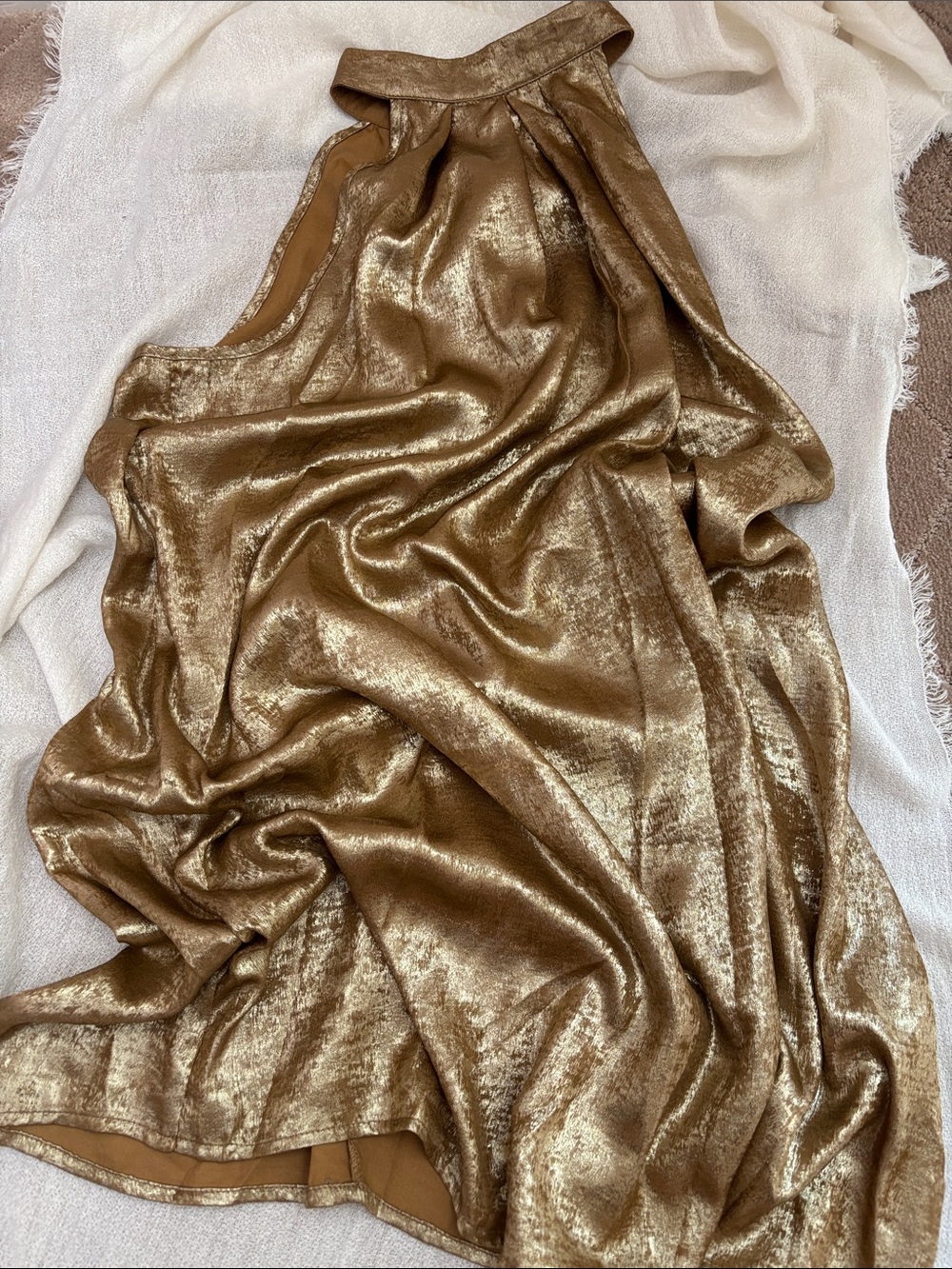 Metallic Gold Halter Dress